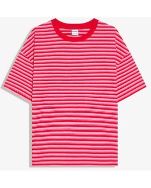 Bershka Boxy Print T-Shirt - Red