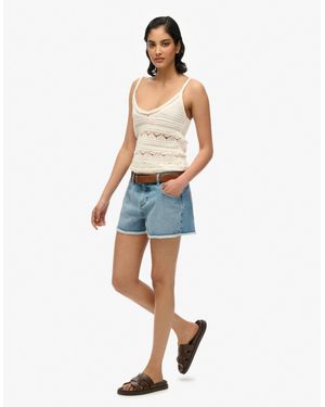 Superdry – kurze jeans-shorts - Blau