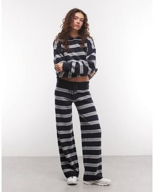 Collusion Conjunto De Punto Con Pantalón A Rayas En - Azul