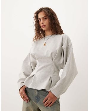 ASOS Long Sleeve Cinched Waist Top - Grey