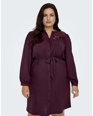 ONLY Vestido Color Vino De Encaje De -Rojo - Morado