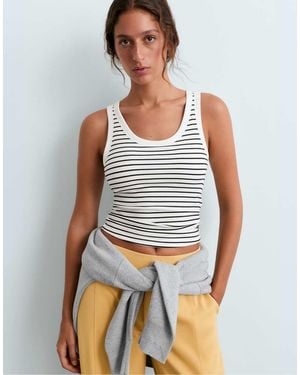 Oysho Long Rib Round Neck Modal Tank Top - White
