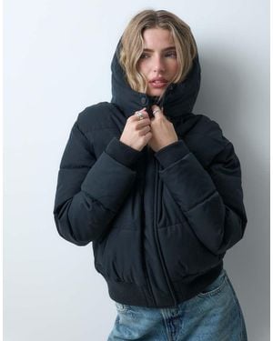 Hollister Oversized Puffer Jacket With Hood - Grey