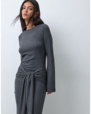 ASOS Ensemble 2 pièces top à nouer style paréo ultra-doux en anthracite - Gris