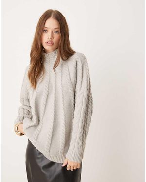 Pretty Lavish Maglione Lavorato A Trecce Grigio Chiaro - Neutro