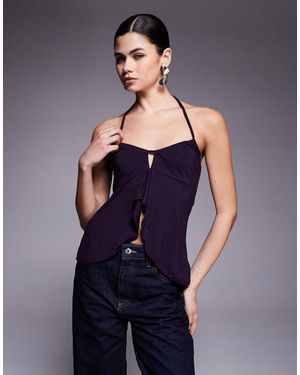 Edikted Lorenna Split Front Halter Top - Blue