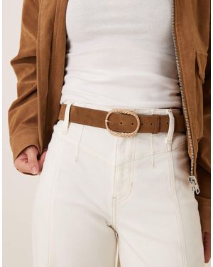 Accessorize Premium Textured Buckle Belt - Natural