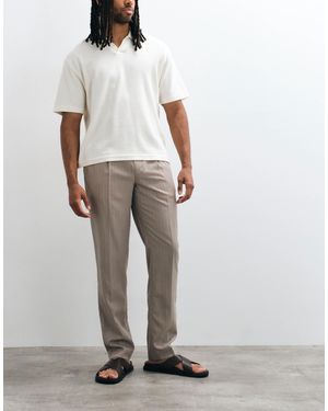 Mango Pin Stripe Linen Blend Tailores Trouser - White