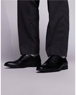 schuh Row Lace Up Derby Shoes With Broguing - Black