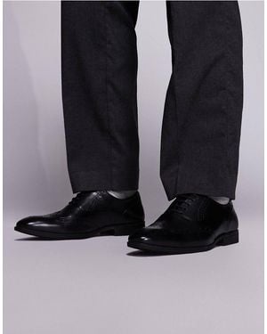 schuh Row Lace Up Derby Shoes With Broguing - Black