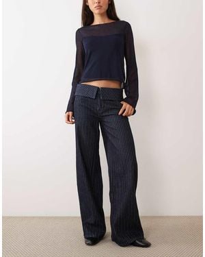 Mango Teen Straight Jeans Met Omgeslagen Taille - Blauw