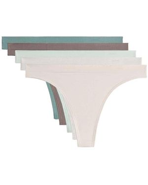 Oysho 5 Seamless Soft Touch Logo Thongs - White