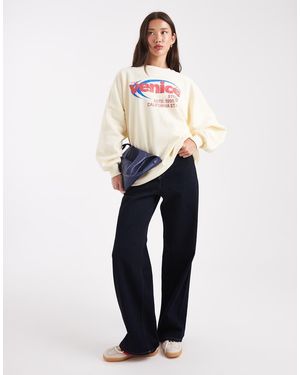 ONLY Venice Print Boxy Sweatshirt - Natural