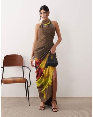 ARRANGE – neckholder-maxikleid mit abstraktem blumenmuster - Mehrfarbig