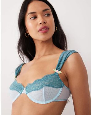 Wild Lovers Floriane Underwired Bra With Lace Trim - Blue