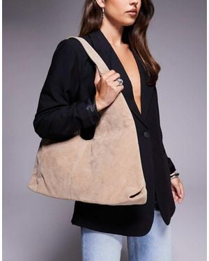 SIMMI Isla Large Faux Suede Shoulder Bag - Black