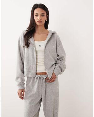 4th & Reckless Cotton Rich Towelling Zip Through Hoodie Co-ord - Grey