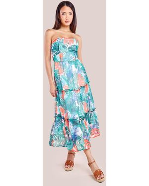 Goddiva Boobtube Printed Maxi - Blue