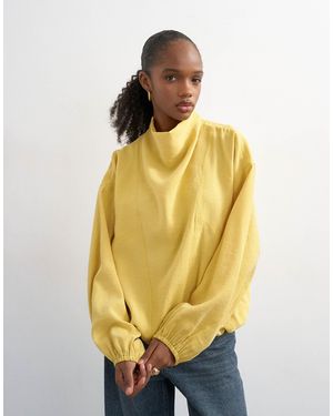 TOPSHOP Seam Detail Cuffed Long Sleeve Top - Yellow