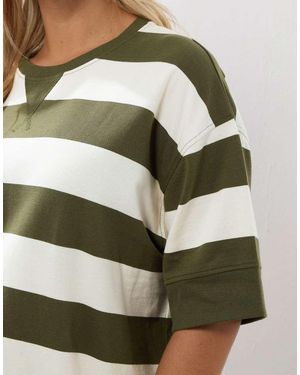 Yours Clothing Stripe Heavyweight T-Shirt - Green
