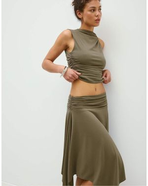 Stradivarius Draped Fitted Top - Green