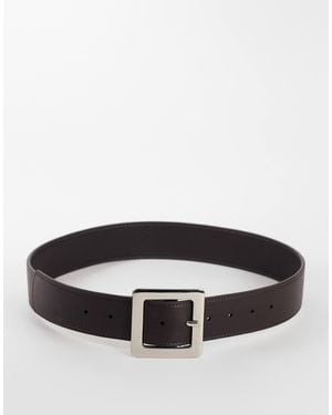 TOPSHOP Breiter gürtel aus echtem leder - Grau