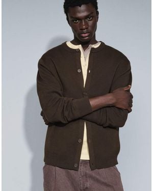 ASOS Relaxed Compact Knitted Cardigan - Brown