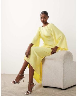 Vero Moda Satin Maxi Dress With exaggerated Angel Sleeve - Metallic