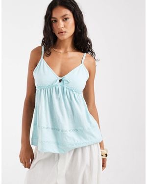 Hollister Tie Front Babydoll Cami Top - Blue