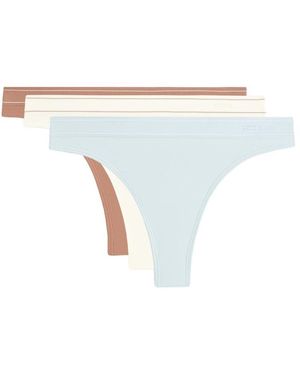 Oysho 3 Seamless Thongs With Contrast - White