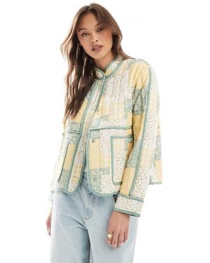Threadbare Floral Patchwork Quilted Jacket - White