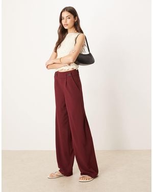 JDY Tall Button Detail Wide Leg Dad Pants - Red
