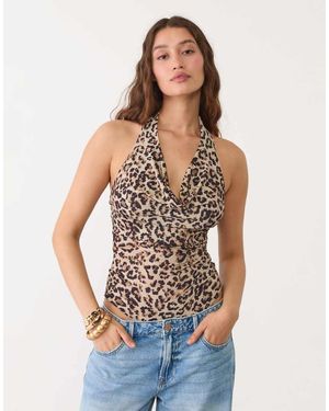 Stradivarius Cowl Neck Bodysuit - Blue