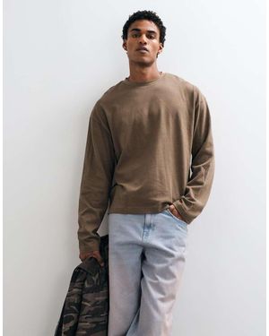 ASOS Boxy Oversized Long Sleeve T-shirt - Brown