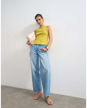 TOPSHOP Button Through Vest - Blue
