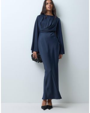 ASOS Maxikleid mit trompetenärmeln und drapierung - Blau