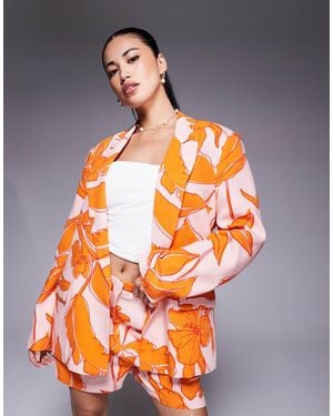 ASOS Relaxed Blazer Co-ord With Linen - Orange