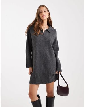 ONLY Knitted Polo Mini Dress - Gray