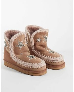 Mou 18 Shearling Lined Embelished Star Suede Boots - Brown