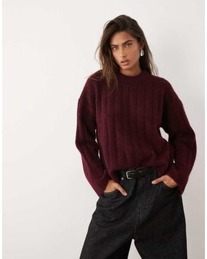 ASOS Relaxed Rib Crew Neck Knitted Jumper - Purple