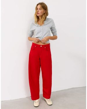 Pull&Bear Jeans Met Lage Taille En Barrel-Pijpen - Rood
