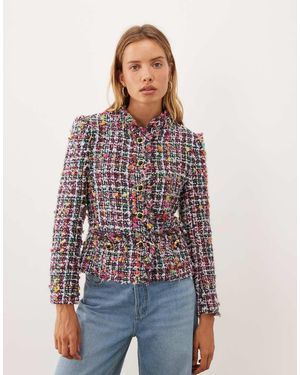 Sister Jane Ara Chaqueta De Tweed Con Cuello Alto En-Rojo