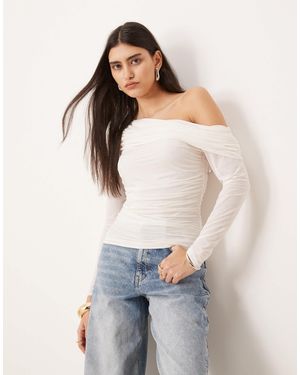 Abercrombie & Fitch Sheer Fold Over Top - White