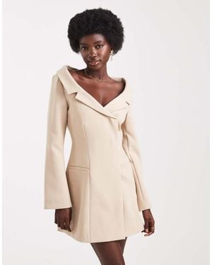 ASOS Off Shoulder Blazer Dress - Natural