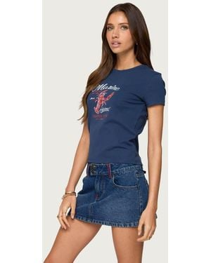 Edikted Lobster Club T Shirt - Blue
