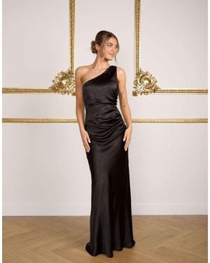 Six Stories Bridesmaid Satin One Shoulder Bias Maxi Dress - Natural