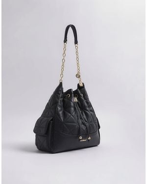 River Island Quilted Chain Handle Slouch Bag - Black