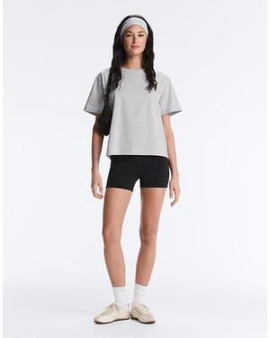 Oysho Boxy Short-Sleeved Cotton Blend T-Shirt - White