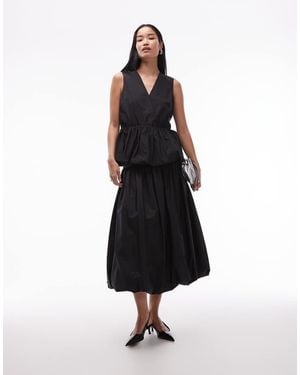 ARKET Co-ord Cotton Rich Bubble Hem Maxi Skirt - Black