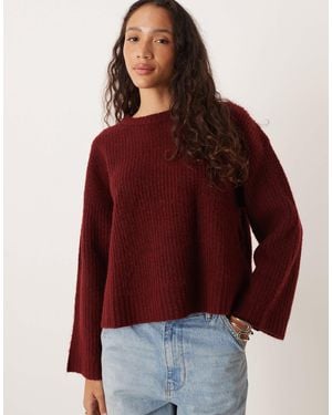 JJXX Oversized Boxy Rib Knit Sweater - Red